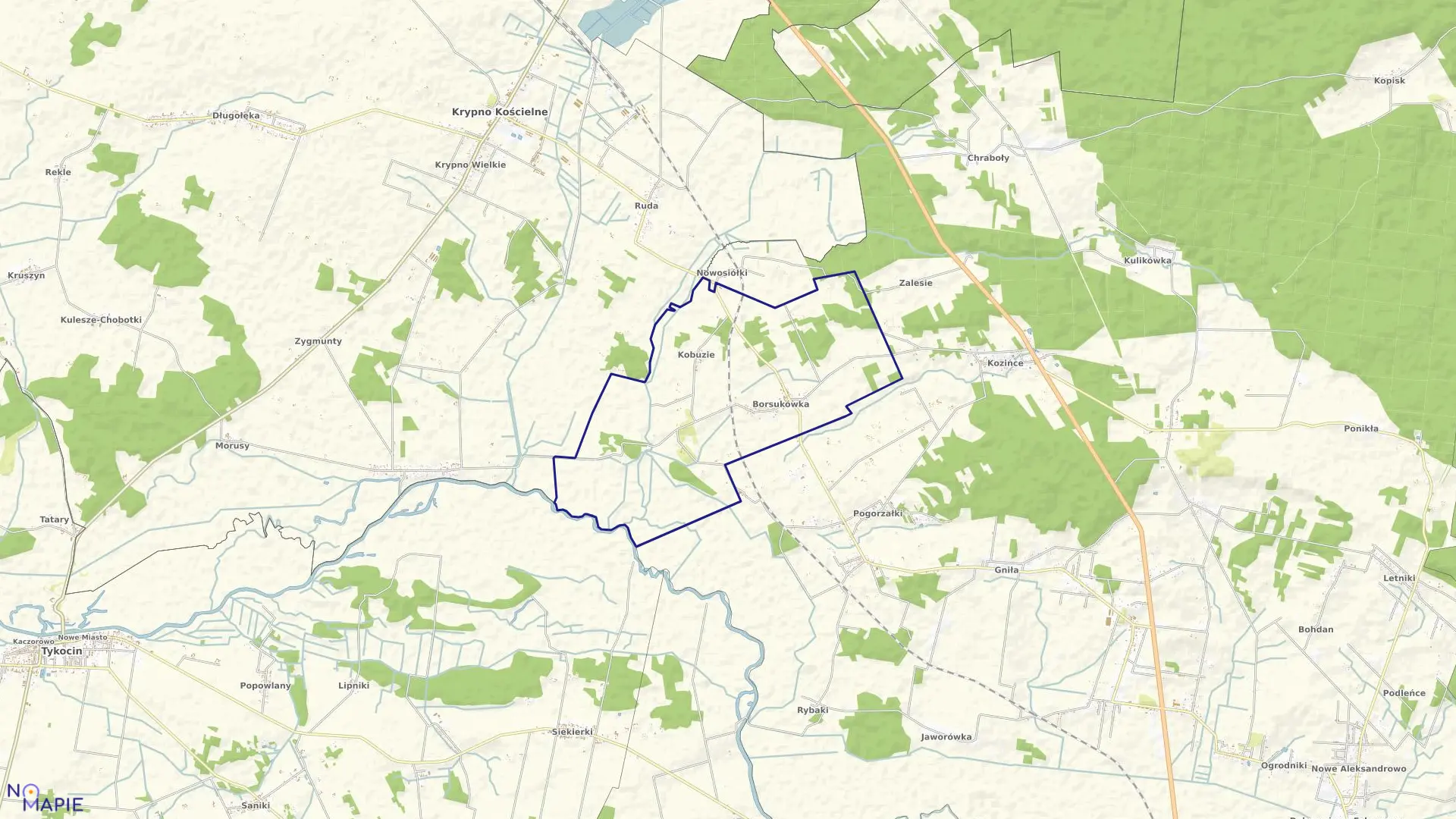 Mapa obrębu BORSUKÓWKA w gminie Dobrzyniewo Duże
