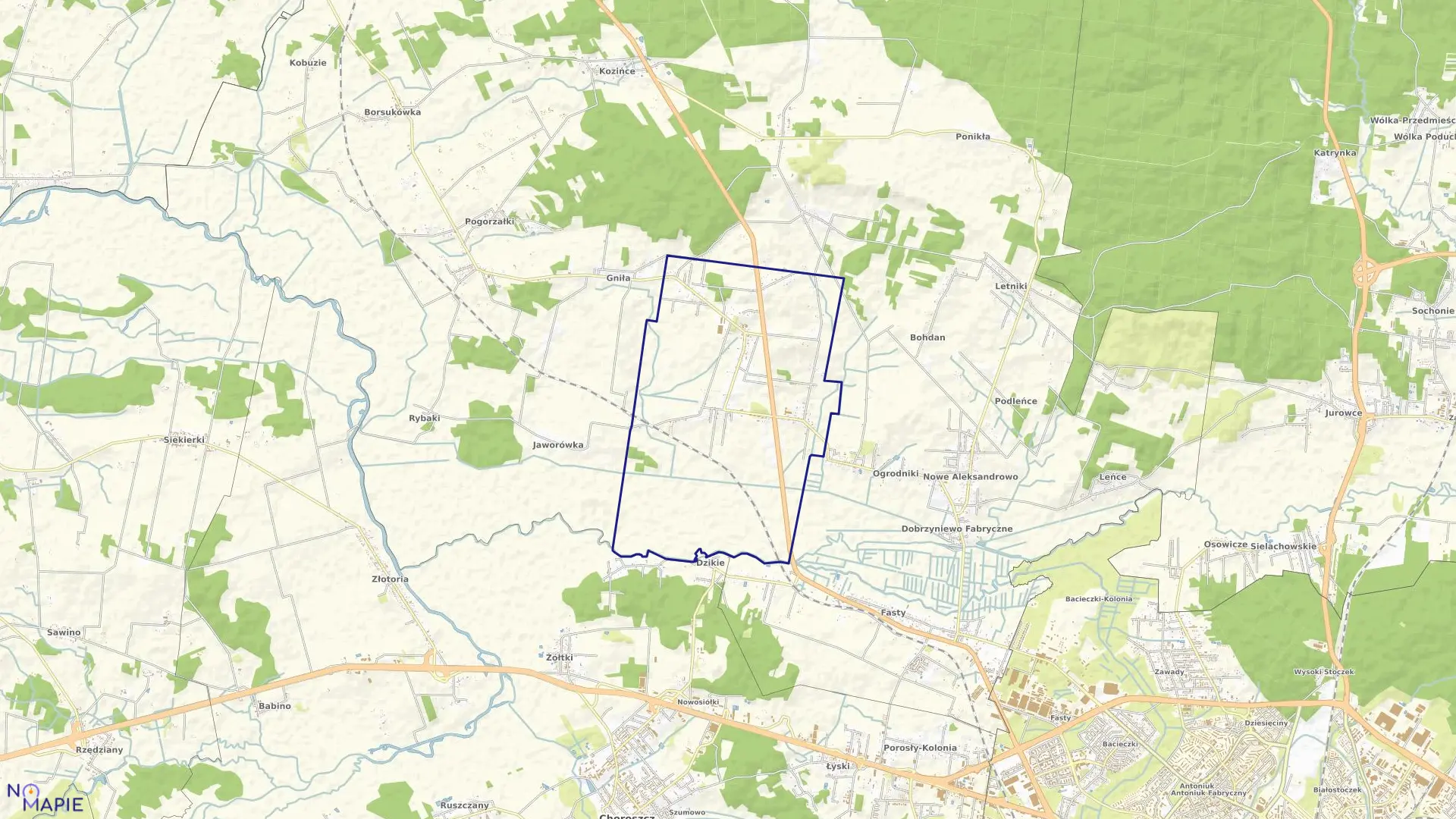 Mapa obrębu DOBRZYNIEWO DUŻE w gminie Dobrzyniewo Duże