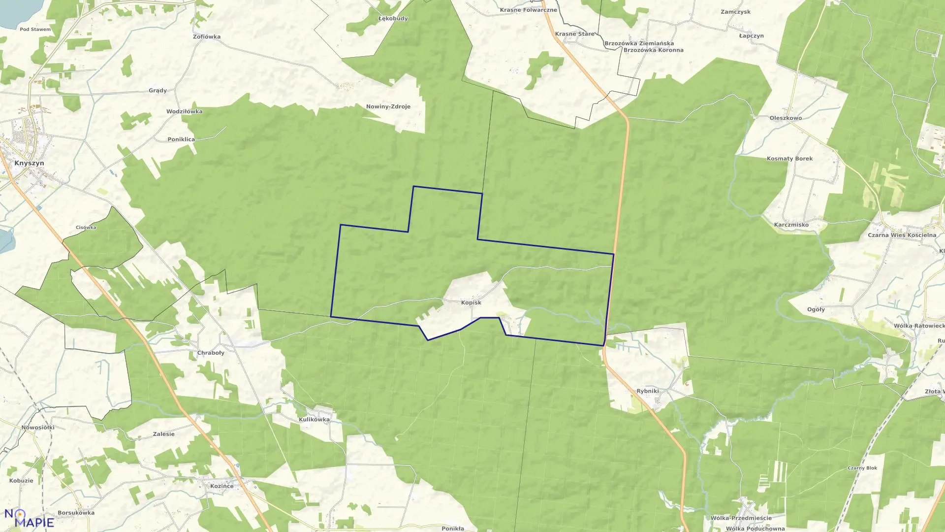 Mapa obrębu KOPISK w gminie Dobrzyniewo Duże