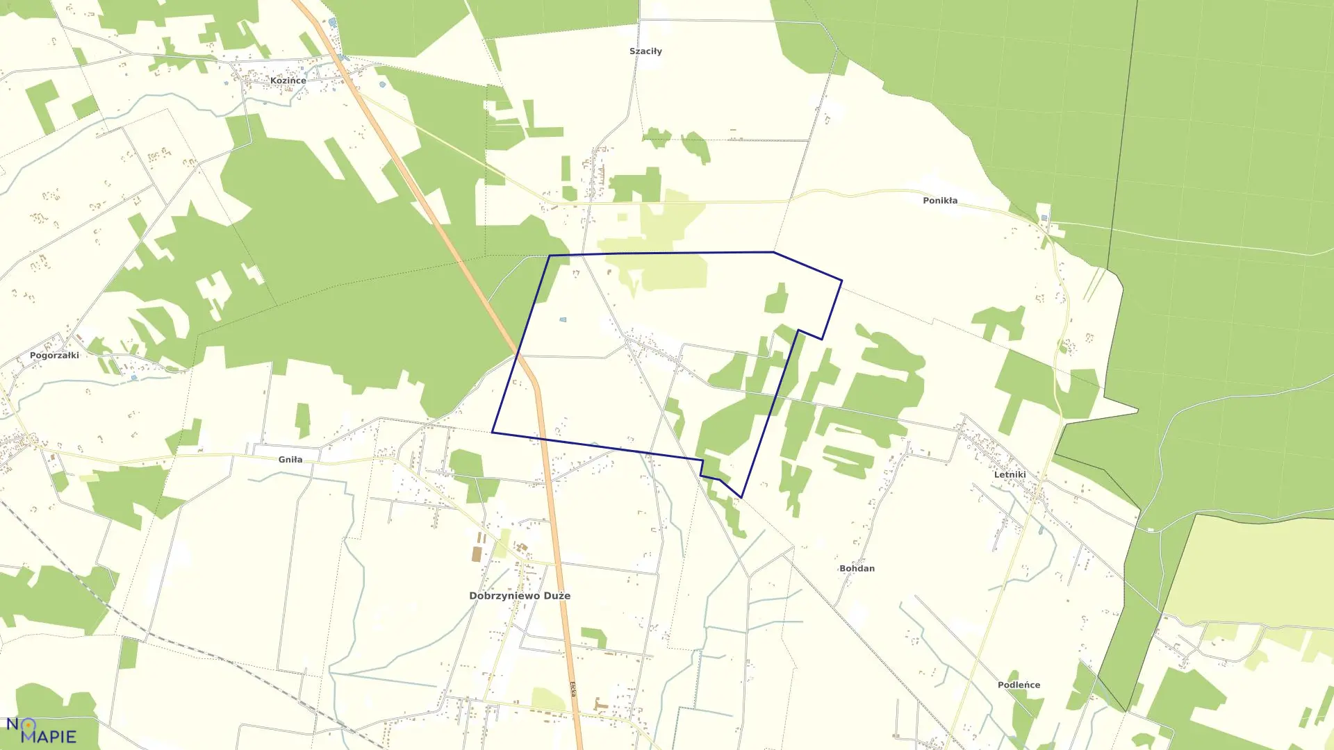 Mapa obrębu KRYNICE w gminie Dobrzyniewo Duże