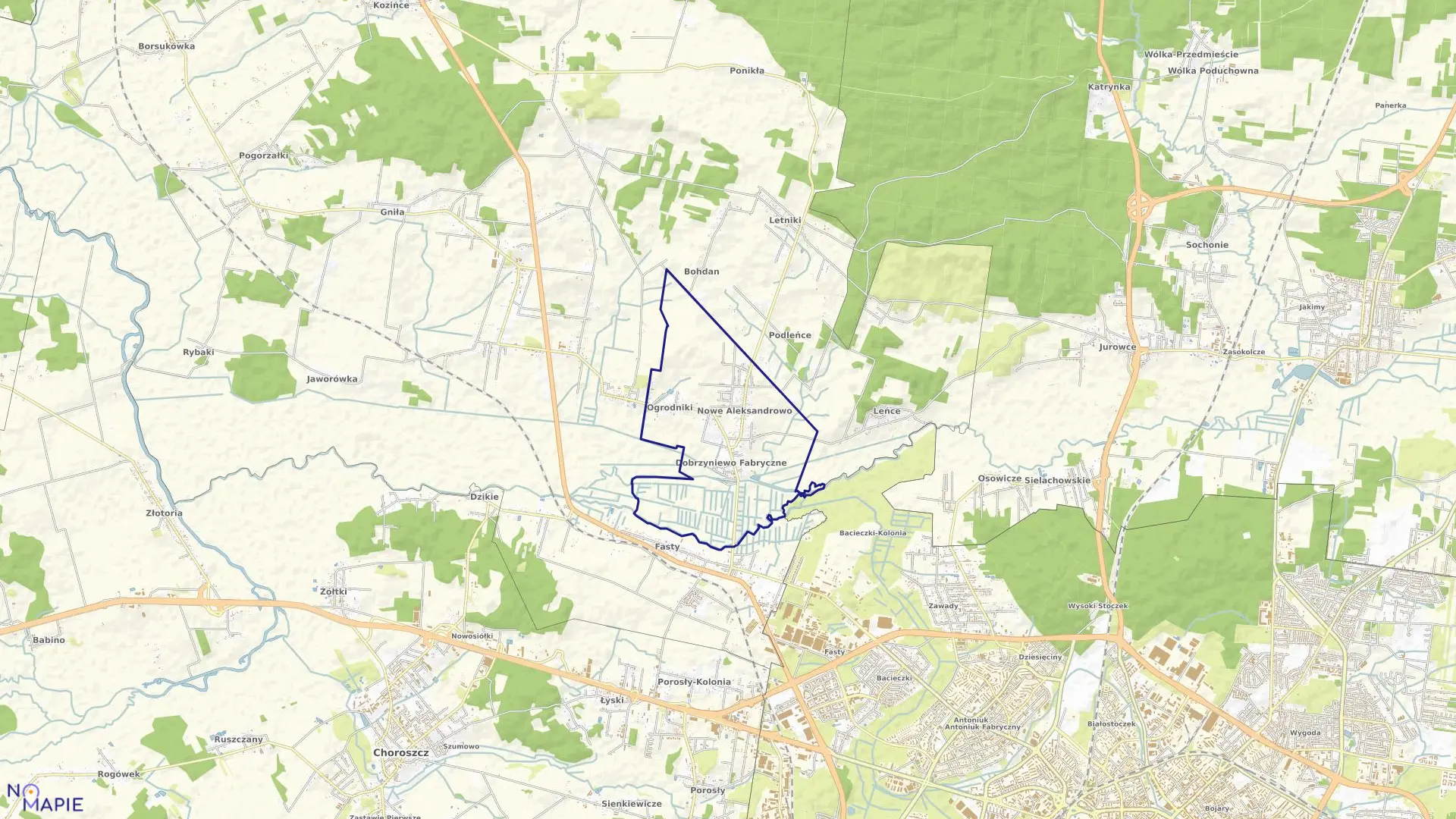 Mapa obrębu NOWE ALEKSANDROWO w gminie Dobrzyniewo Duże