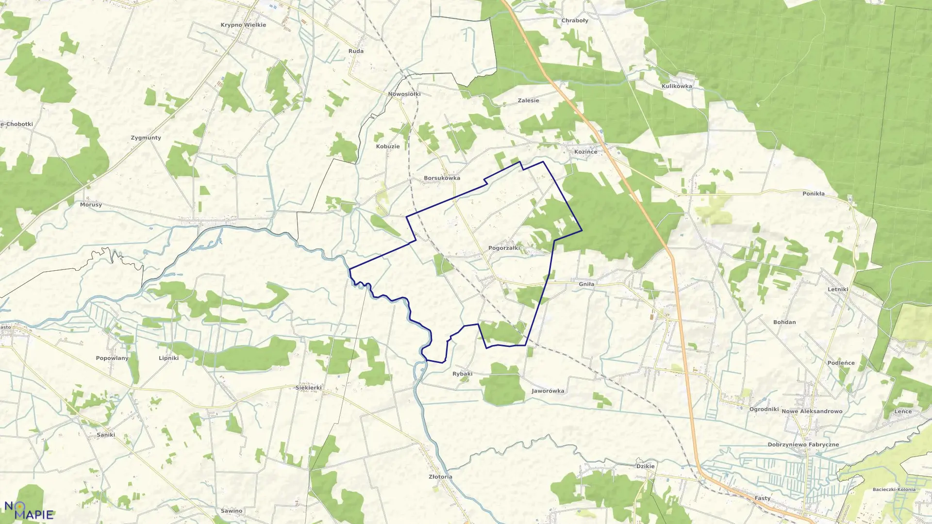 Mapa obrębu POGORZAŁKI w gminie Dobrzyniewo Duże